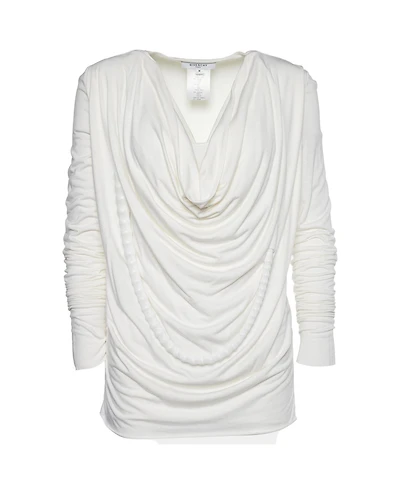Pre-Owned Givenchy Women's Draped Cowl Neck Blouse with Beaded Detail