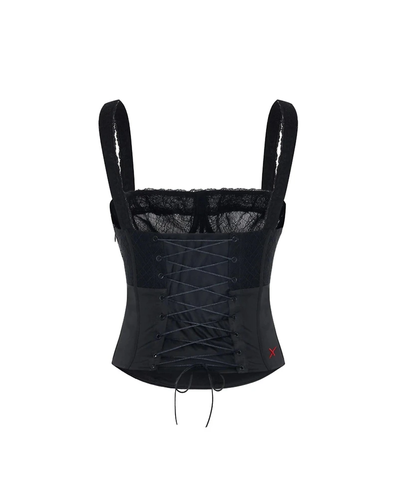 Pcfg Women's Daydreamers Satin Corset With Lace Detail