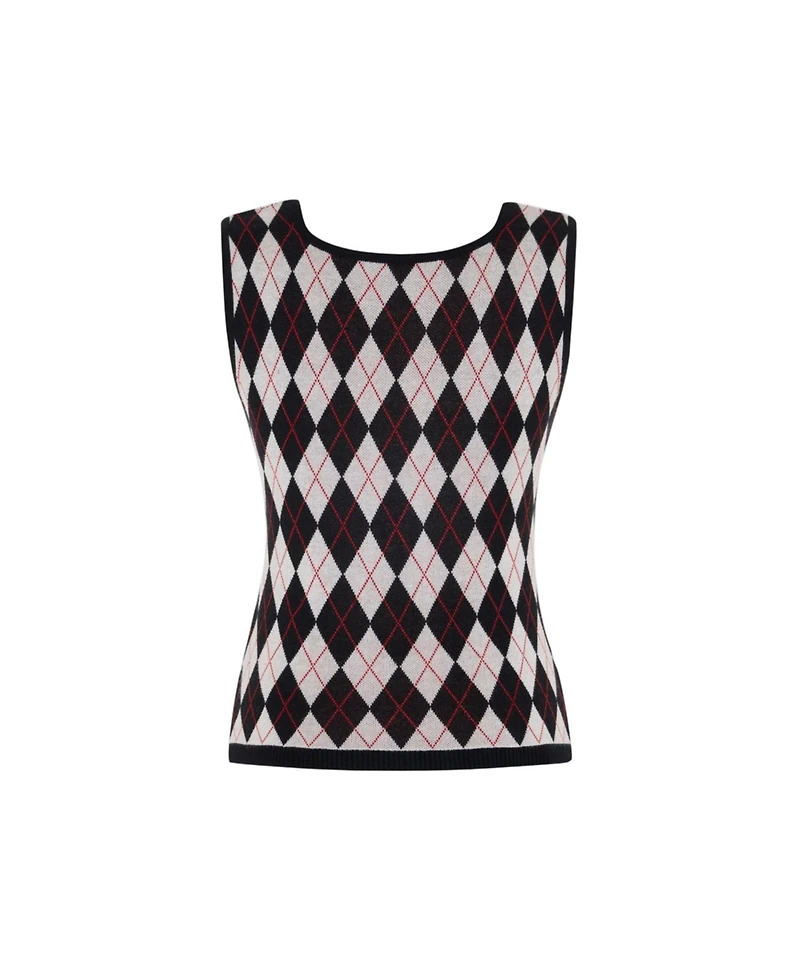 Pcfg Women's Daydreamers Argyle Sleeveless Knit Top