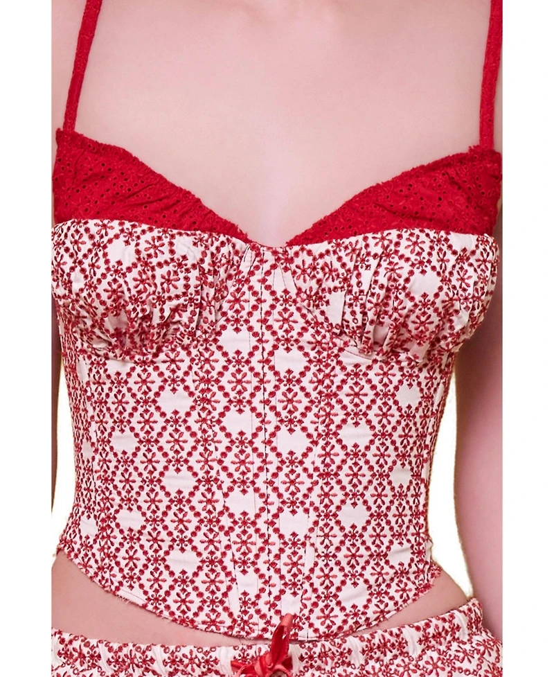 Pcfg Women's The Broderie Anglaise Edit Embroidered Bodice Corset Top