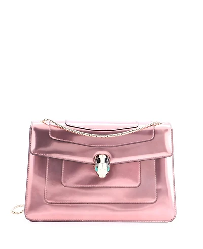 Pre-Owned Bvlgari Medium Serpenti Forever Shoulder Bag Metallic Leather