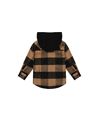 Deux par Toddler Boy 2T-5T Flannel Shirt with Fleece Hood