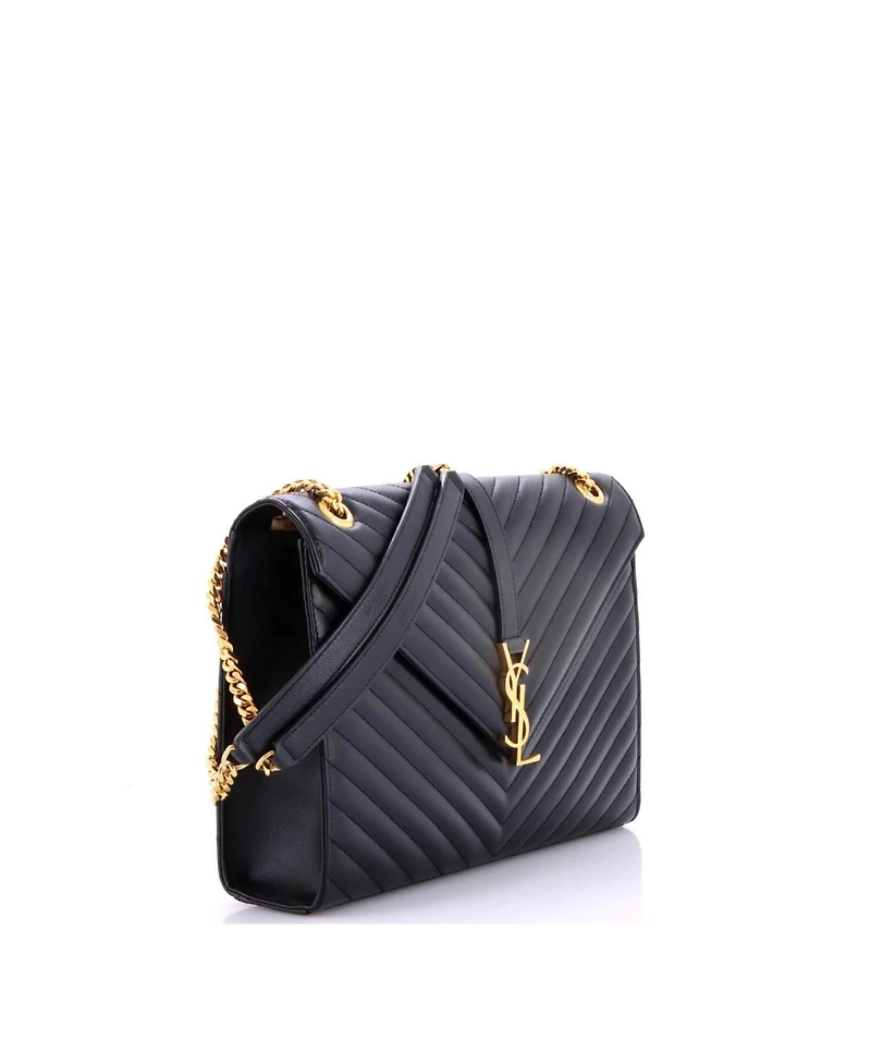 Pre-Owned Saint Laurent Large Classic Monogram Envelope Satchel Matelasse Chevron Leather