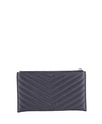 Pre-Owned Saint Laurent Medium Classic Monogram Zip Bill Pouch Matelasse Chevron Leather