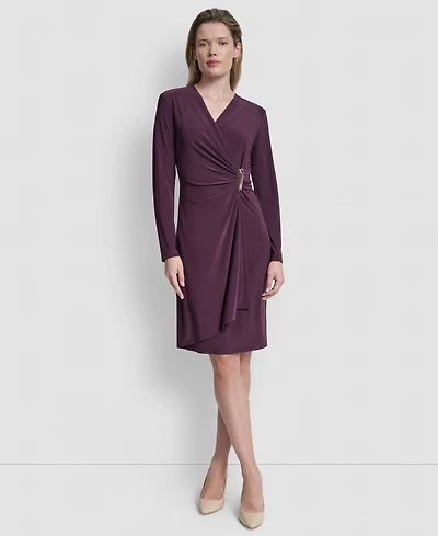 Dkny Women's V-Neck Faux Wrap Dress