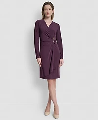 Dkny Women's V-Neck Faux Wrap Dress