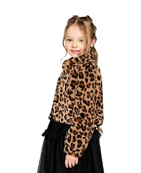 Deux par Kids & Baby Little and Big Girl 6-14 Faux Fur Jacket Leopard Print