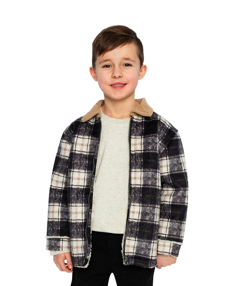 Deux par Deux Little and Big Boy 6-12 Brushed Plaid Zipped Jacket