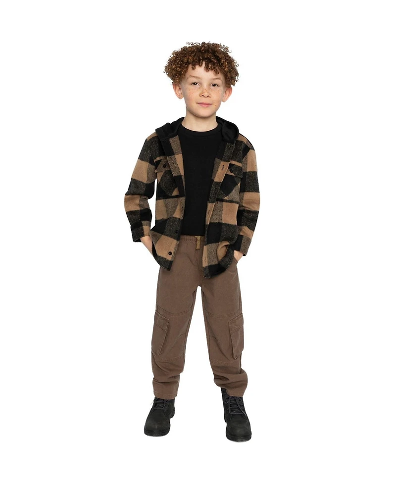 Deux par Little and Big Boy 6-12Y Flannel Shirt with Fleece Hood