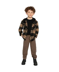 Deux par Little and Big Boy 6-12Y Flannel Shirt with Fleece Hood