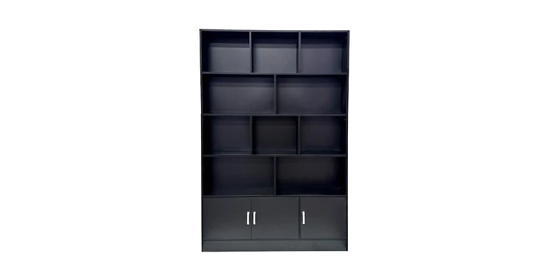 flynama 70.87 Inch Tall 10-Cube Bookshelf With 3 Closed Doors Home Storage Cabinet