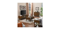 Flynama Fluted Sideboard Cabinet with Adjustable Shelves and Wood Legs Walnut Storage