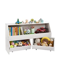 Flynama Wooden Toy Storage Organizer with Drawers for Kids Bedroom