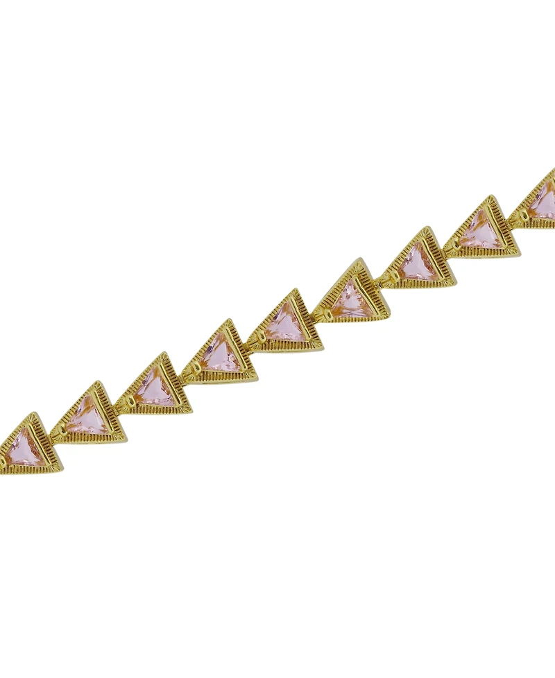 Macy's Triangle Light Pink Cubic Zirconia Ribbed Border Tennis Bracelet