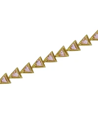 Macy's Triangle Light Pink Cubic Zirconia Ribbed Border Tennis Bracelet