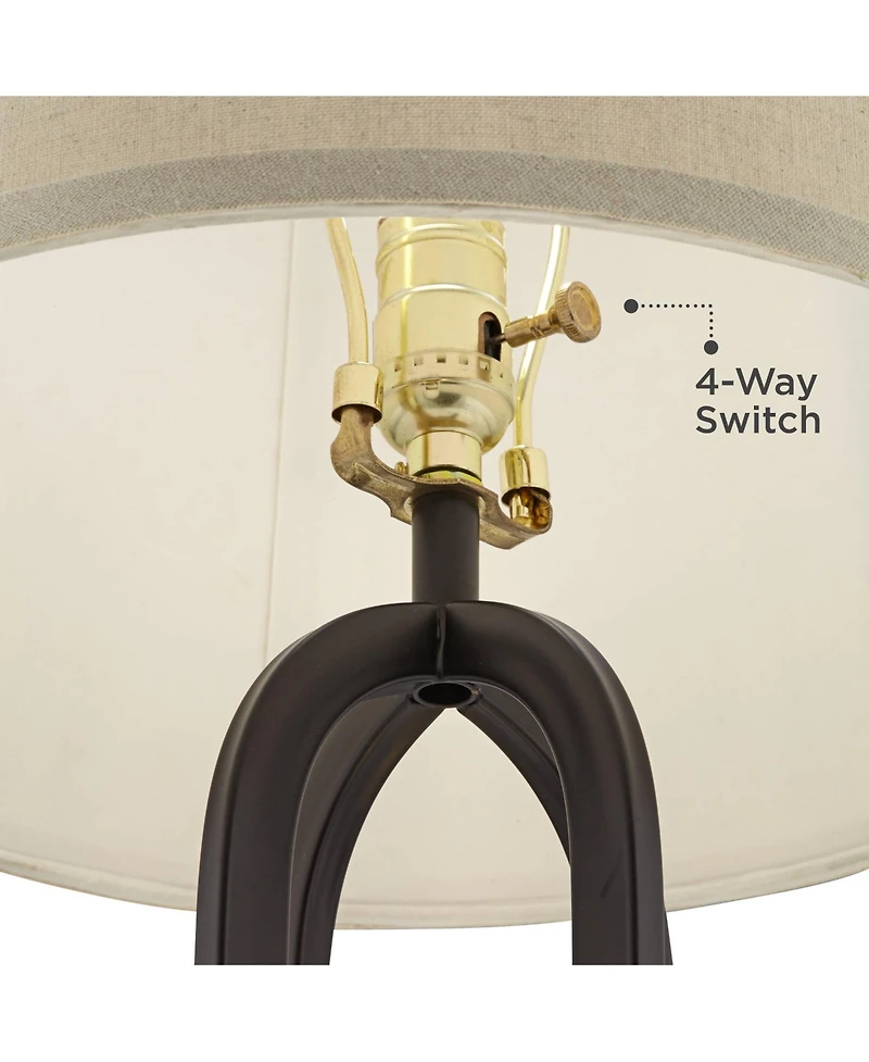 360 Lighting Marcel Industrial Table Lamps Set of 2 with Round Risers 24 1/4" High Led Nightlight Usb Port Shade for Living Room Desk