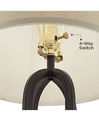 360 Lighting Marcel Industrial Table Lamps Set of 2 with Round Risers 24 1/4" High Led Nightlight Usb Port Shade for Living Room Desk