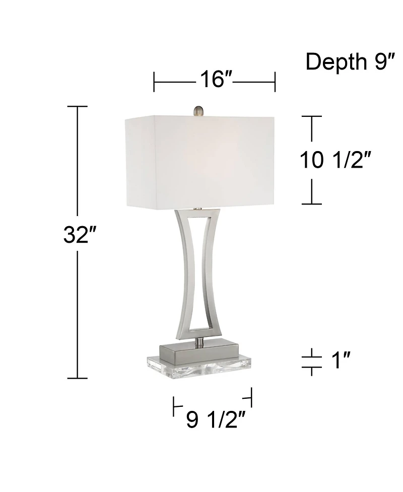 360 Lighting Roxie Modern Table Lamps Set of 2 with Clear Acrylic Risers 31" Tall Brushed Nickel Rectangular Shade for Bedroom Living Room