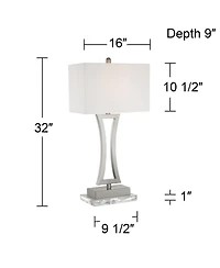 360 Lighting Roxie Modern Table Lamps Set of 2 with Clear Acrylic Risers 31" Tall Brushed Nickel Rectangular Shade for Bedroom Living Room