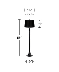 360 Lighting Dyna Traditional 58" Tall 2-Light Standing Floor Lamp Skinny Pole Pull Chain Finish Drum Satin Shade