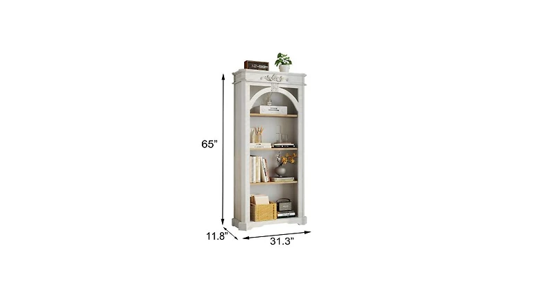 Flynama 65-Inch 4-Tier Tall Bookcase for Living Room Office