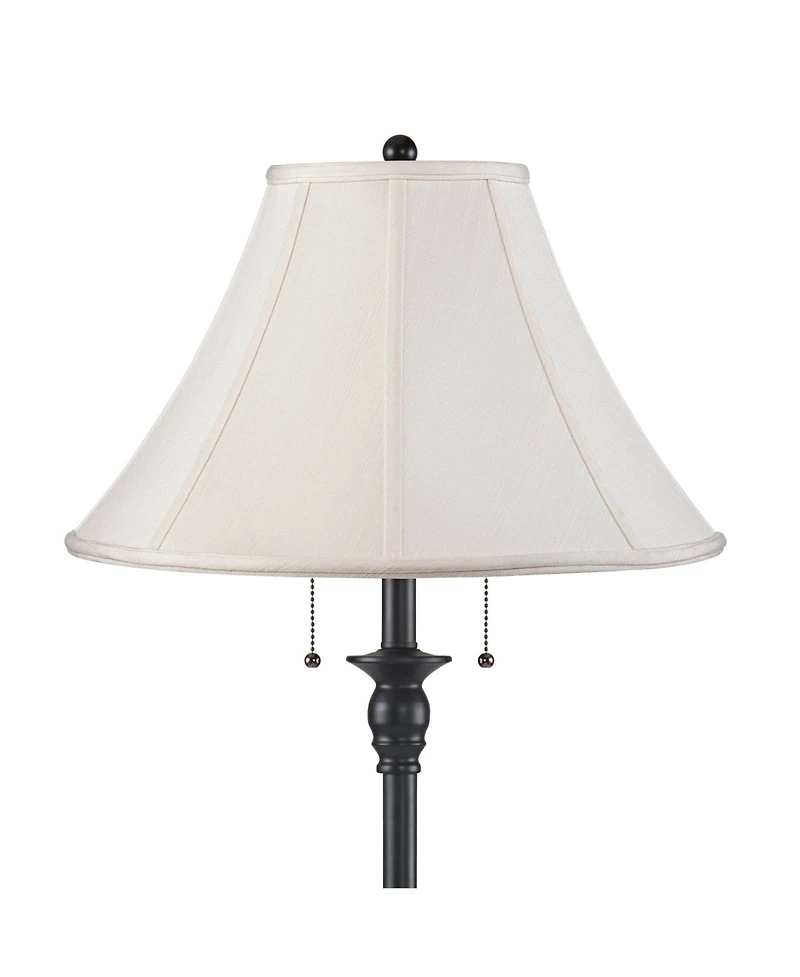 360 Lighting Dyna Traditional 58" Tall 2-Light Standing Floor Lamp Skinny Pole Pull Chain Finish Shantung Shade