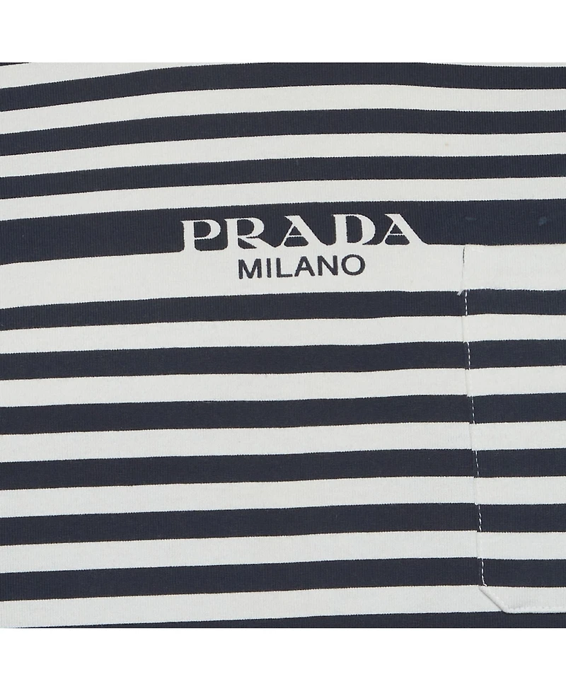 Pre-Owned Prada Women's Striped Logo Cotton Knit T-Shirt