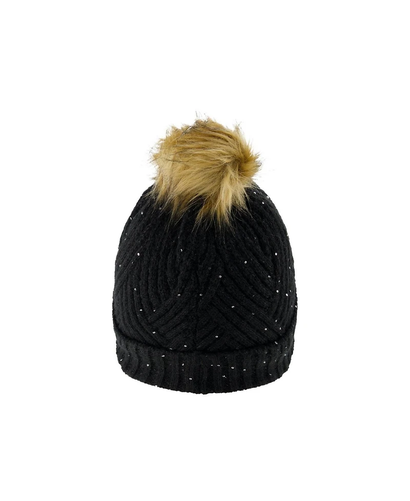Deux par Deux Toddler Girl (2-4)Winter Knit Hat with Pompom