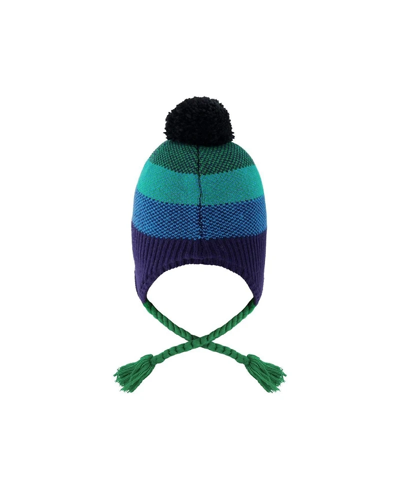 Deux par Deux Toddler Boy (2-4) Winter Peruvian with Pompom Knit Hat