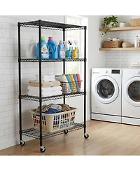 flynama 4-Tier Rolling Metal Wire Shelving Rack with Locking Wheels