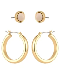 Guess Gold-Tone Serpentine Stone Stud & Hoop Earrings, 2-Piece Set