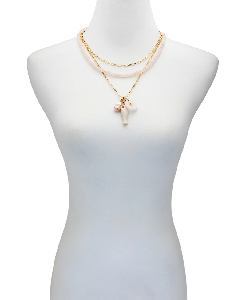 Guess Gold-Tone Layered Multi-Chain Pendant Necklace