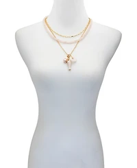 Guess Gold-Tone Layered Multi-Chain Pendant Necklace