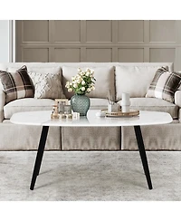 HomeRoots 43" Faux Marble And Steel Coffee Table