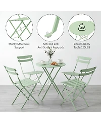 gaomon 5Piece Patio Bistro Set - Metal Frame Folding Patio Furniture, Bistro Table and Chairs Set, No Assembly Needed, for Balcony, Yard, Garden