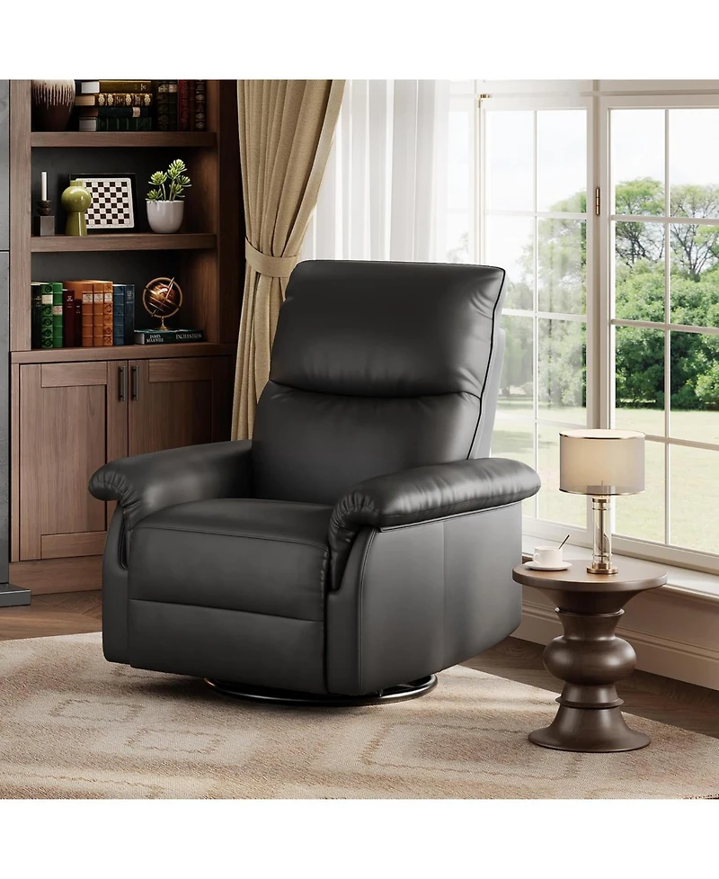 gaomon Recliner Chair, 360degree(s) Swivel Rocker Glider Nursery Chair with Padded Armrest and Deep Seat, Pu Leather Reclining Sofa Chair