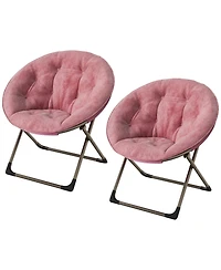 gaomon Folding Faux Fur Saucer Chair Set of 2