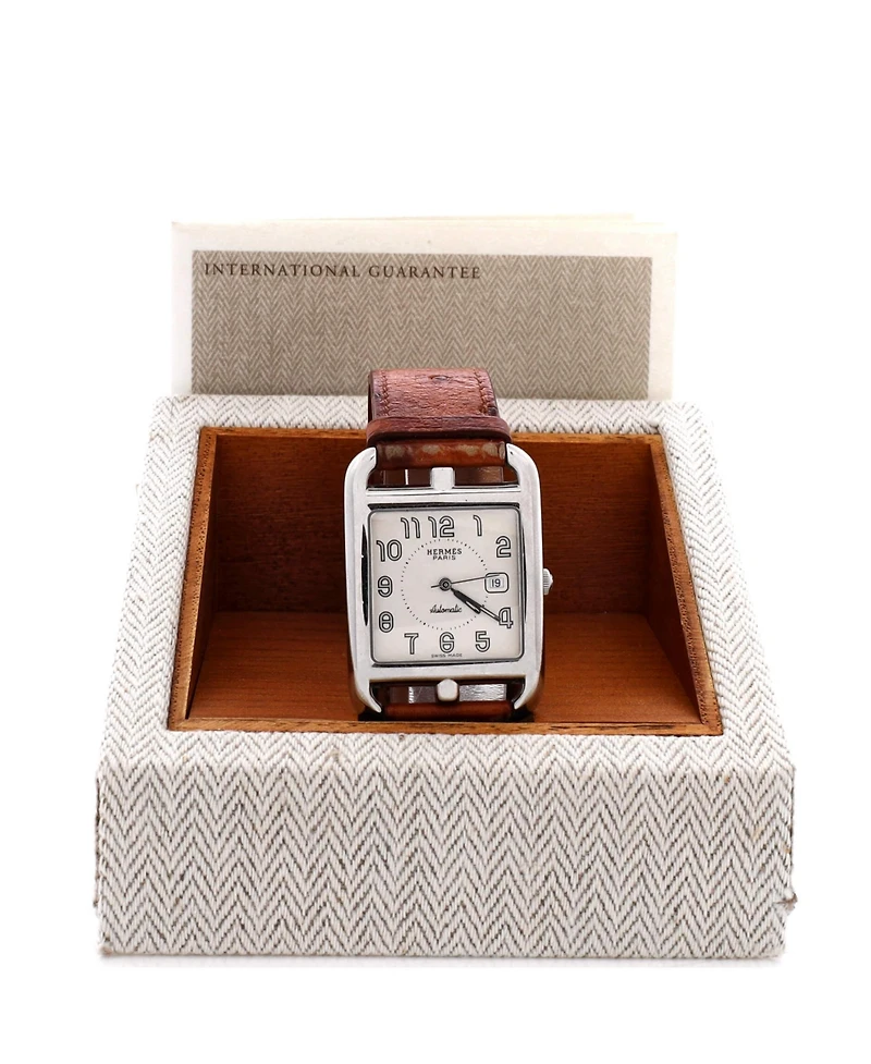 Pre-Owned HERMES Cape Cod Automatic Watch in Stainless Steel and Ostrich 29mm
