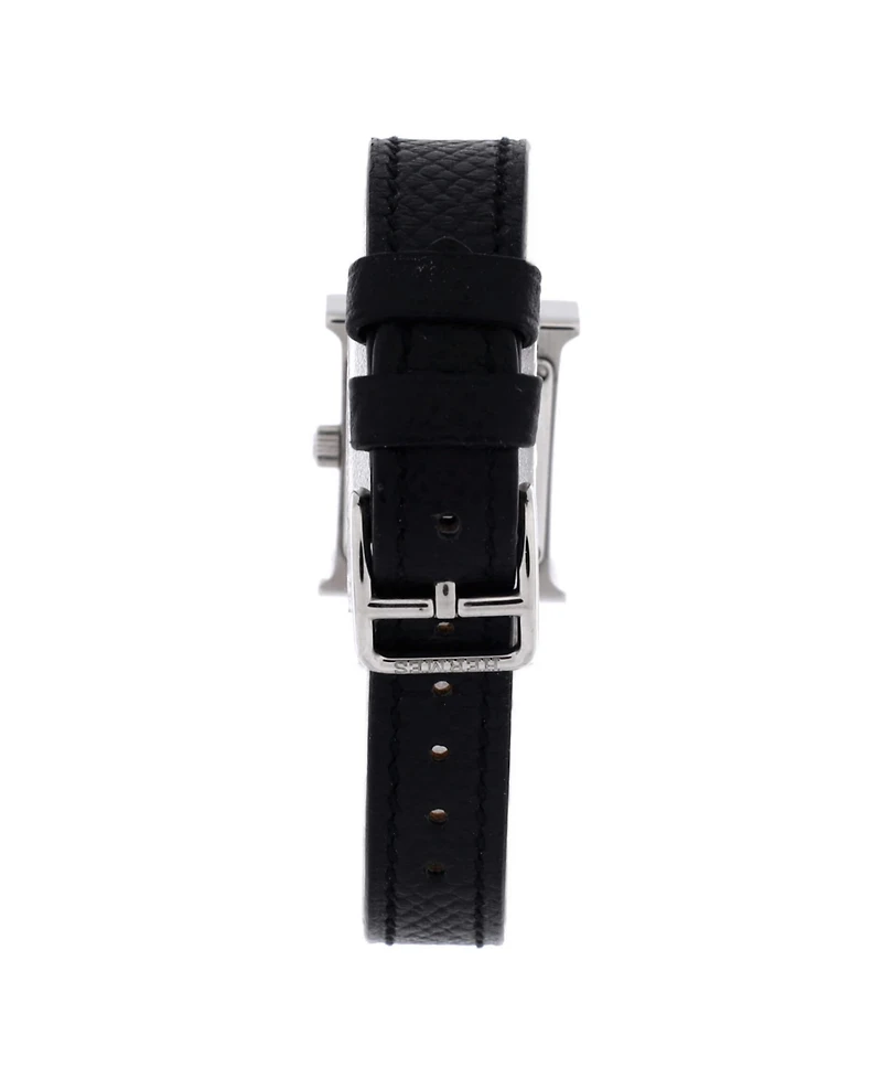 Pre-Owned HERMES Heure H Quartz Watch in Stainless Steel and Leather 17mm