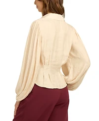 Bcx Juniors' Satin Jacquard Collared Button-Front Blouse
