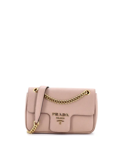 Pre-Owned Prada Small Pattina Flap Shoulder Bag Saffiano Leather