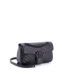 Pre-Owned Gucci Small Gg Marmont Monochrome Flap Bag Matelasse Leather