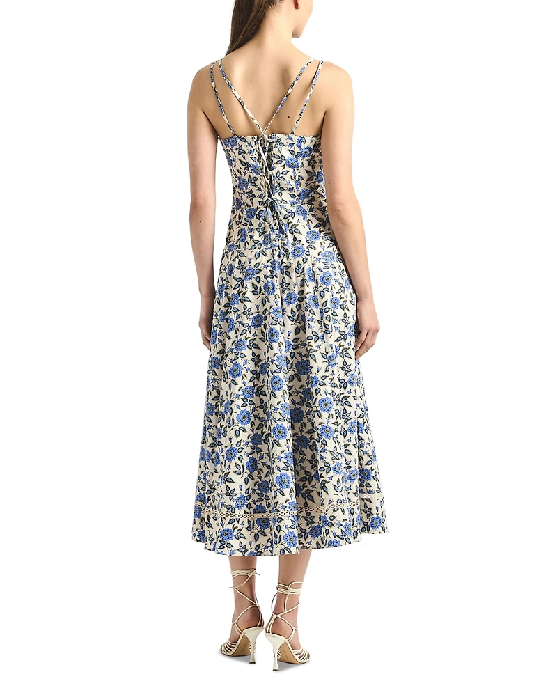 Derek Lam 10 Crosby Women's Adair Printed Cotton Double Strap Midi Dress