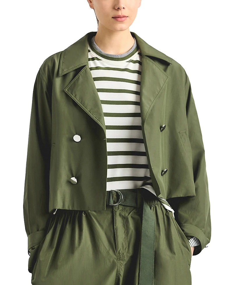 Derek Lam 10 Crosby Women's Renata Poplin Button Front Cropped Trench Jacket