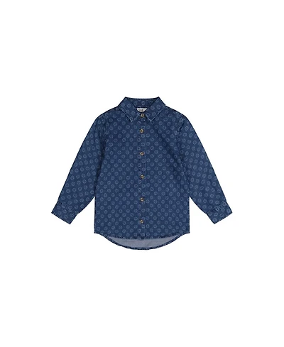 Deux par Toddler Boys (2T-5T) Chambray Shirt with Smiley Print