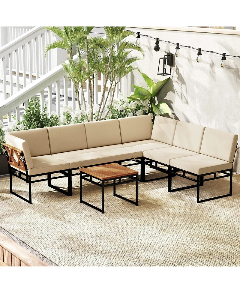Slickblue Outdoor 6 Piece Sectional Sofa Set with Cushions and Conversation Seating