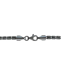 Italian Silver Men's 3-Row Black Ice Chain Necklace in Sterling Silver