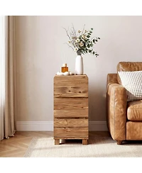 Tribesigns 3 Drawers Solid Wood Side End Table for Living Room, Rustic Farmhouse Narrow Sofa Tables with Storage for Small Space