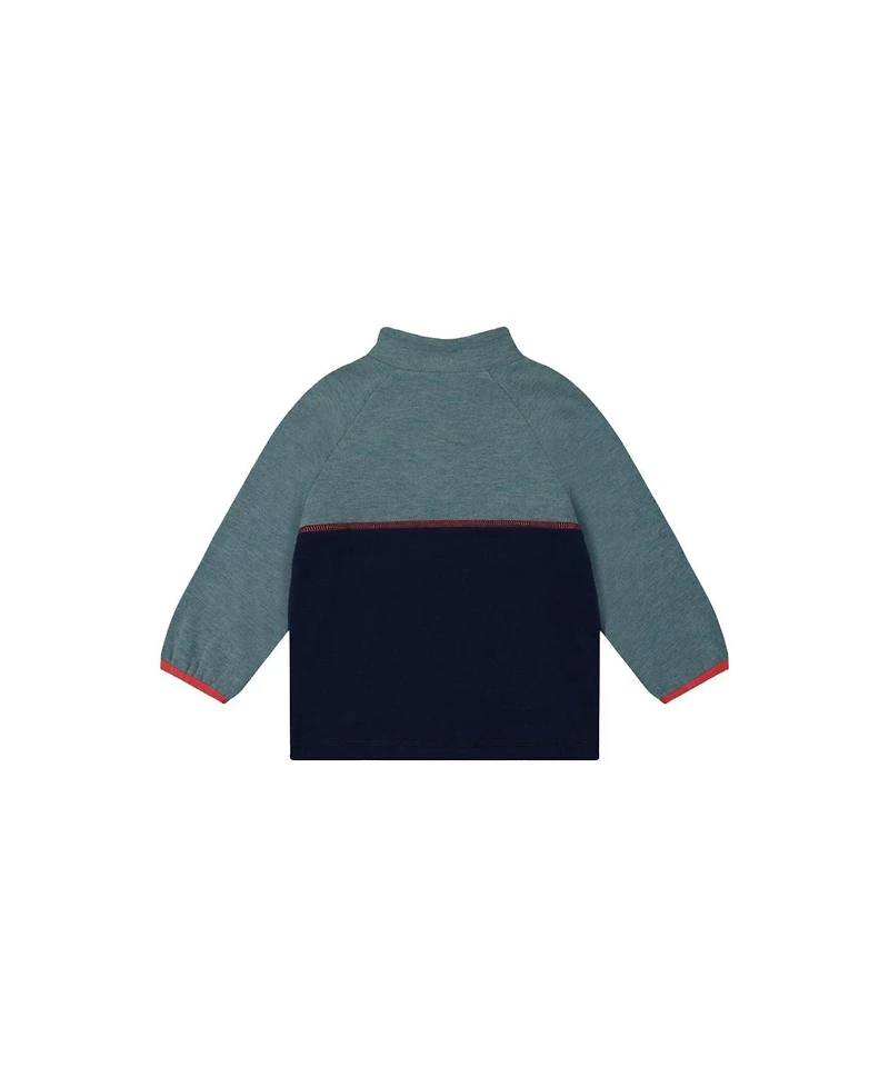 Deux par Baby Boy 12M - 24M Zip Mock Neck Top Pale Turquoise