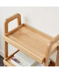 flynama 3 Tier Solid Wood Entryway Storage Bench Multifunctional A-shaped Ladder Shelf Rack